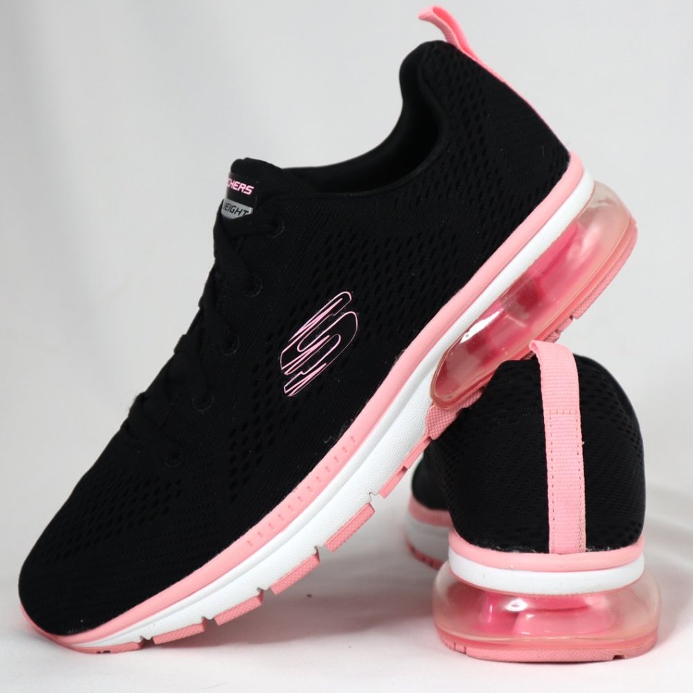 Skechers Memory Foam Lite Weight - Black & Hot Pink